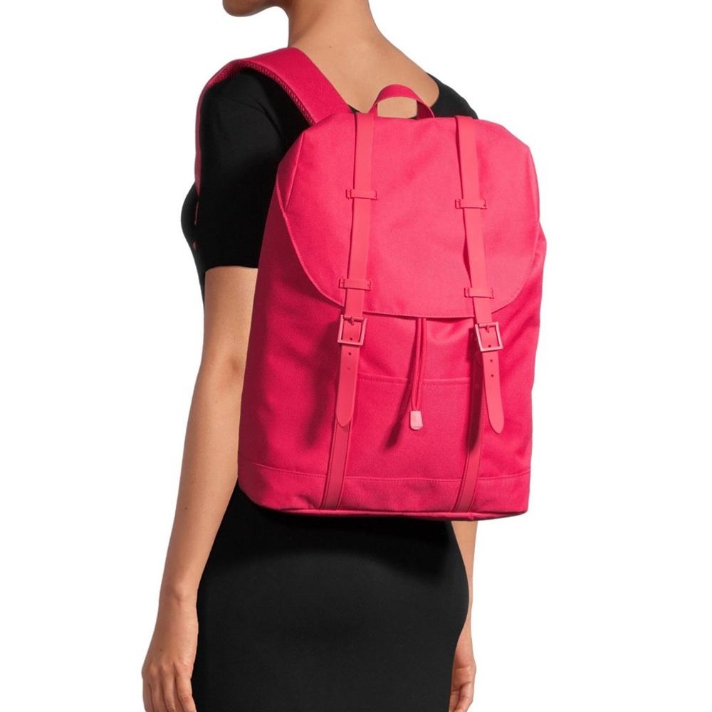 NWT Classic Pink Backpack Perfect for Travel with Flap and Drawstring